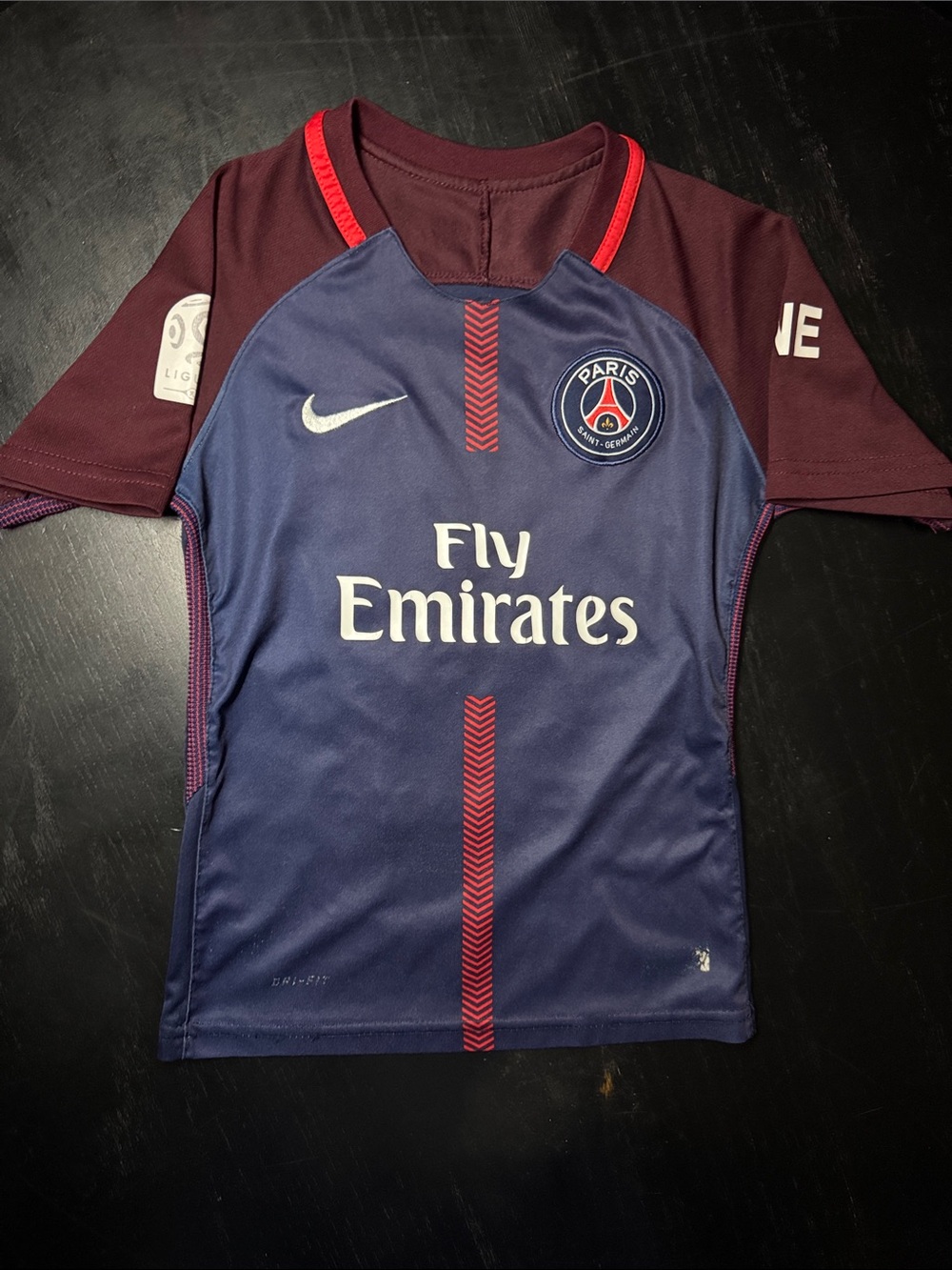 Nike PSG Neymar jr Kids' Short Sleeve Football Jersey - Navy & Burgundy
